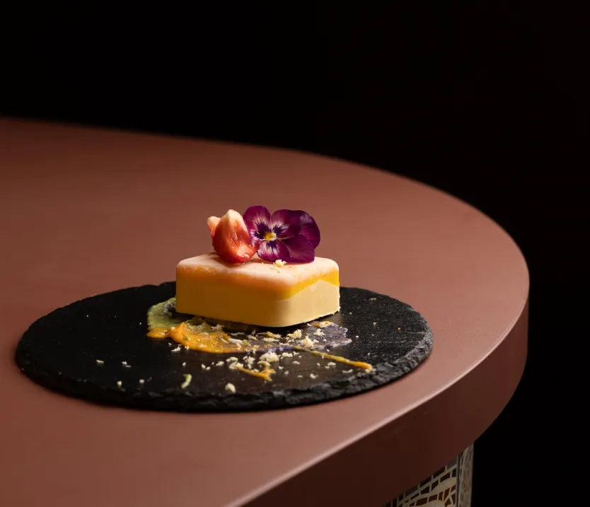 Mango velvet panna cotta dessert
